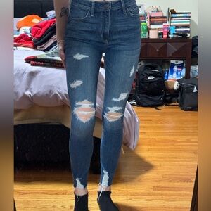 medium wash hollister ripped jeans